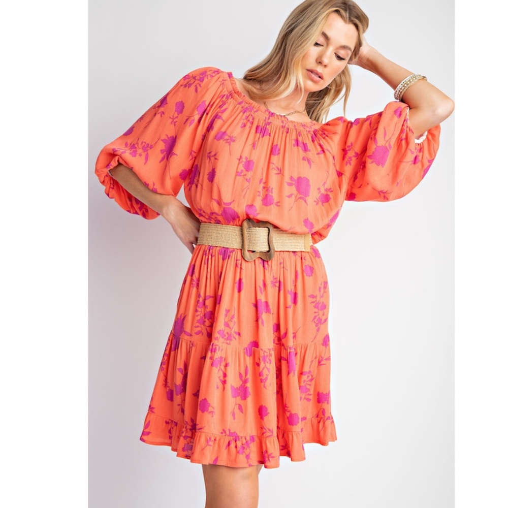 Easel Vibrant Floral Mini Dress